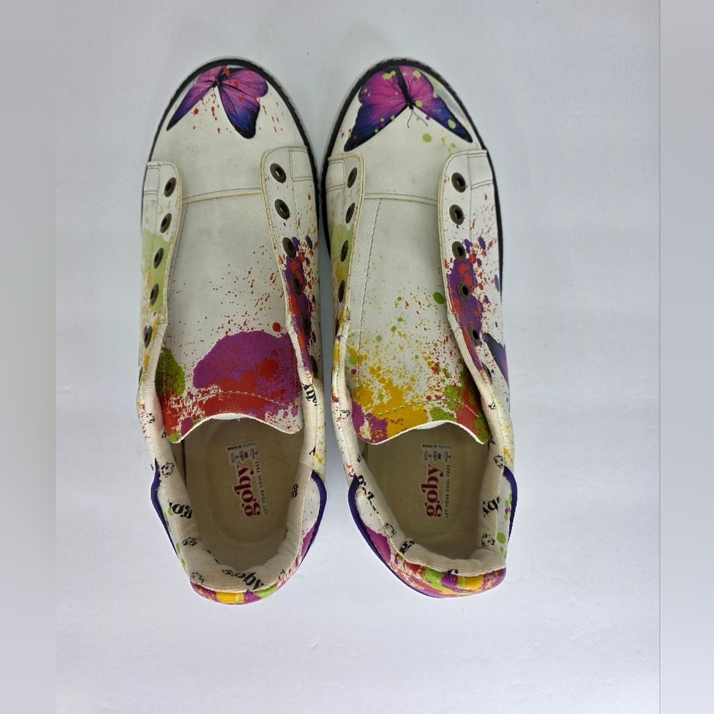 Goby Sneaker GSS117 Colorful Butterfly Graffiti Print Women's Casual EU 41 US 10 - Picture 9 of 14